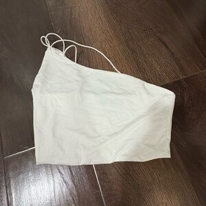 White One-Shoulder Crop Top